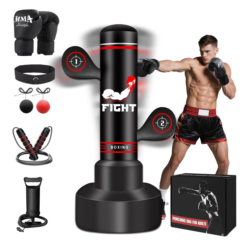 JUOIFIP Upgraded Heavy Freestanding Punching Bag for Adults Teens 70 Standing Punching Bag with Gloves Pump and Jump Rope Boxing Reflex Ball Women Men Kickboxing Bags for Training MMA Fitness Home Gym - Image 2