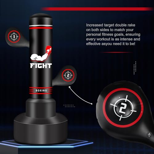 JUOIFIP Upgraded Heavy Freestanding Punching Bag for Adults Teens 70 Standing Punching Bag with Gloves Pump and Jump Rope Boxing Reflex Ball Women Men Kickboxing Bags for Training MMA Fitness Home Gym - Image 3