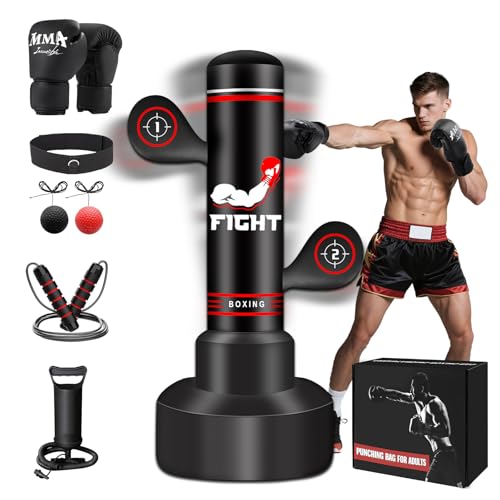 JUOIFIP Upgraded Heavy Freestanding Punching Bag for Adults Teens 70 Standing Punching Bag with Gloves Pump and Jump Rope Boxing Reflex Ball Women Men Kickboxing Bags for Training MMA Fitness Home Gym - Image 1