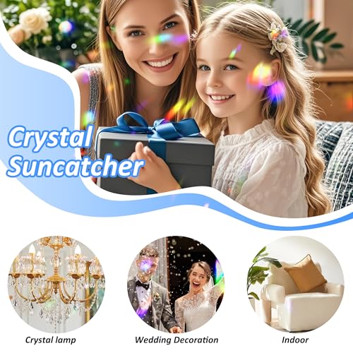 WASTROYAL 10pcs Crystal Sun Catcher, 38mm Hanging Teardrops Crystals Chandelier Parts Prisms Pendants with Hook Crystal Christmas Ornaments for Christmas Tree Decorations Home Decor (AB Coating) - Image 4