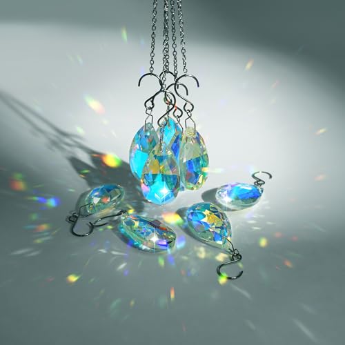 WASTROYAL 10pcs Crystal Sun Catcher, 38mm Hanging Teardrops Crystals Chandelier Parts Prisms Pendants with Hook Crystal Christmas Ornaments for Christmas Tree Decorations Home Decor (AB Coating) - Image 5