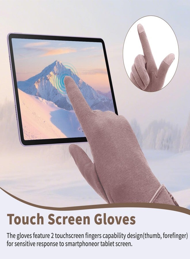 Woogwin Womens Lady Winter Warm Gloves Touch Screen Phone Windproof Lined Thick Gloves (Khaki) - Image 3