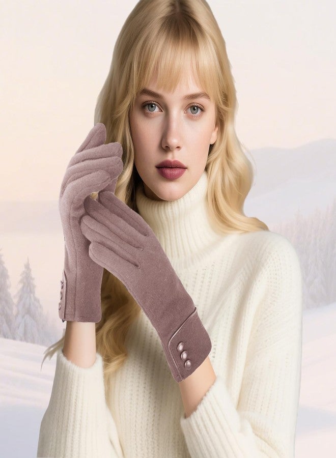 Woogwin Womens Lady Winter Warm Gloves Touch Screen Phone Windproof Lined Thick Gloves (Khaki) - Image 2