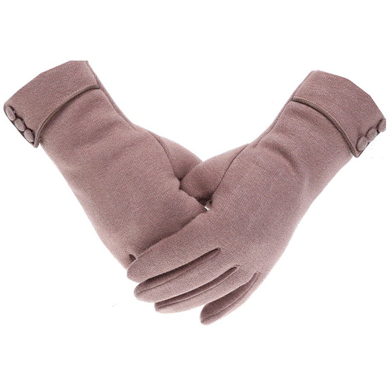 Woogwin Womens Lady Winter Warm Gloves Touch Screen Phone Windproof Lined Thick Gloves (Khaki) - Image 1