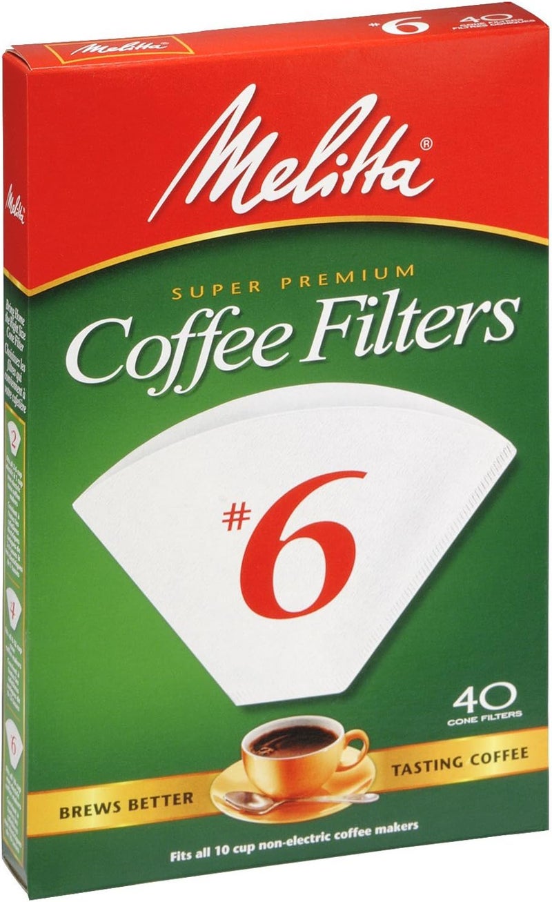 Melitta Cone Coffee Filters White No 6 40 Count
