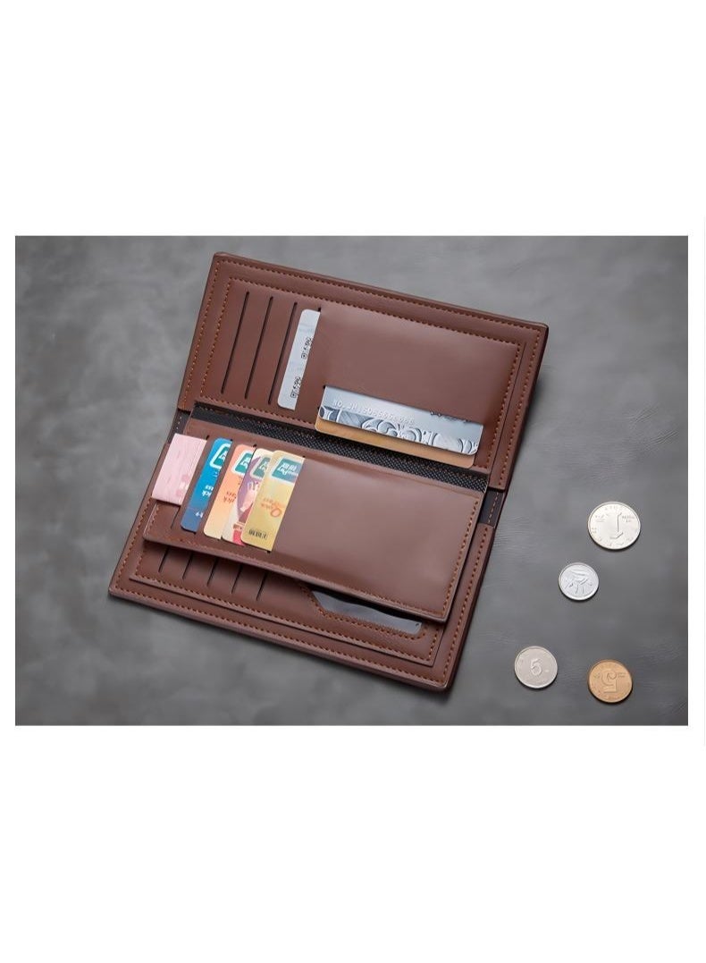 Men's Long Thin Slim Leather Wallet,PU Leather Men's Classic Wallet With Multiple Card Slots Extra Capacity Wallets,Credit Card Clip Money Bag Business Card Organizer,Bi-Fold Passport Wallet Men - Image 3