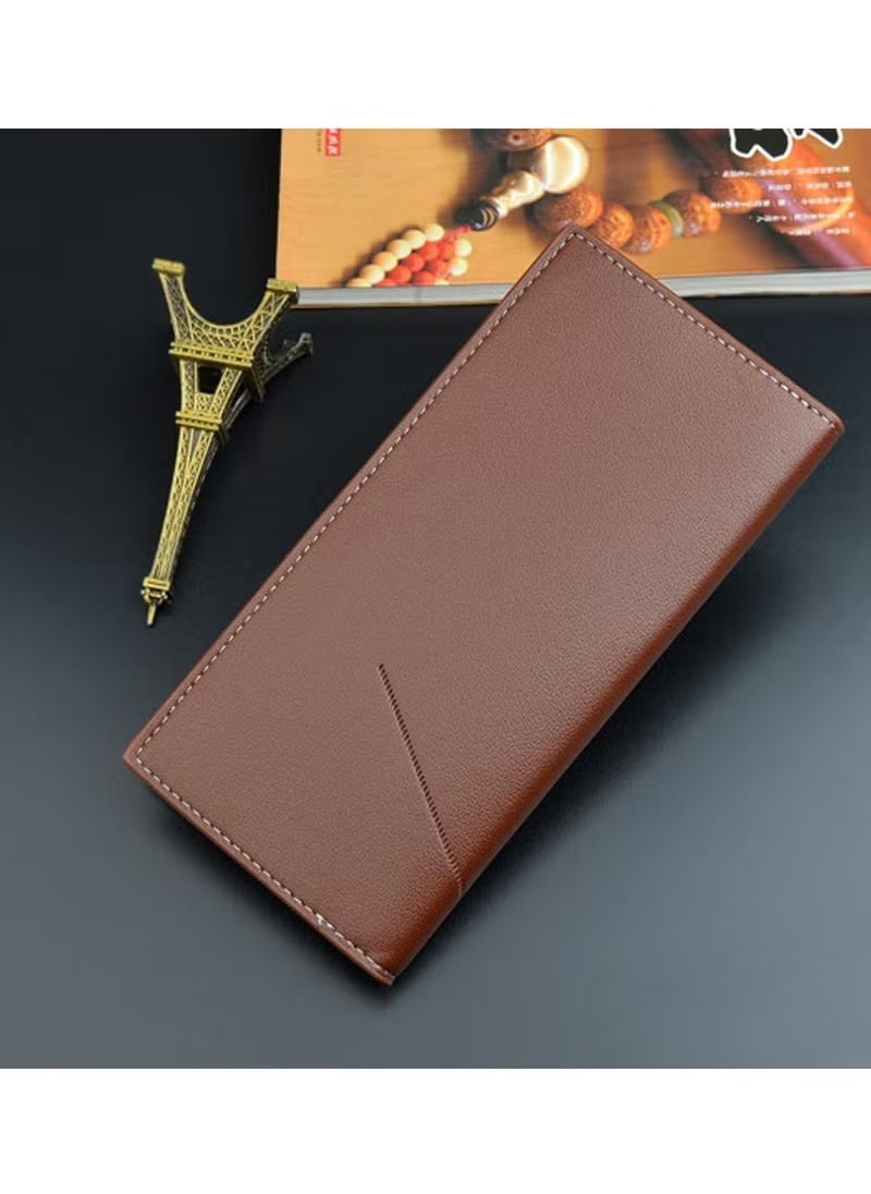 Generic - Men's Long Thin Slim Leather Wallet,PU Leather Men's Classic Wallet With Multiple Card Slots Extra Capacity Wallets,Credit Card Clip Money Bag Business Card Organizer,Bi-Fold Passport Wallet Men - Image 1