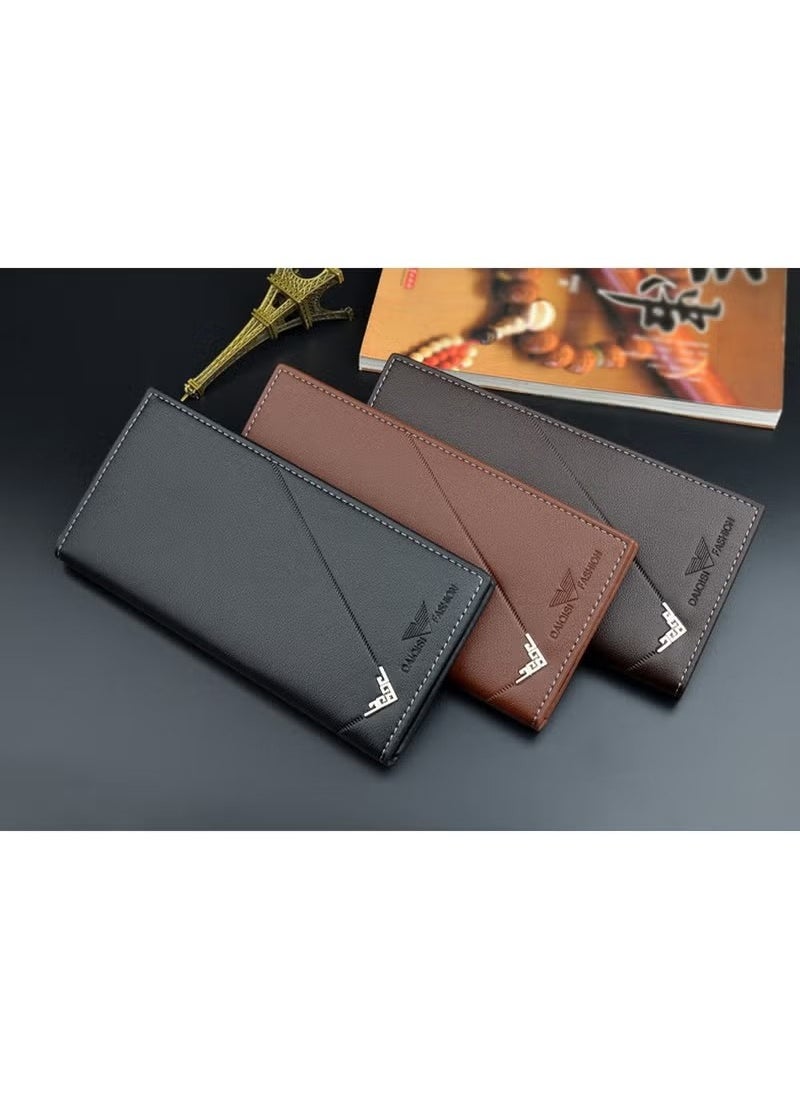 Generic - Men's Long Thin Slim Leather Wallet,PU Leather Men's Classic Wallet With Multiple Card Slots Extra Capacity Wallets,Credit Card Clip Money Bag Business Card Organizer,Bi-Fold Passport Wallet Men - Image 1