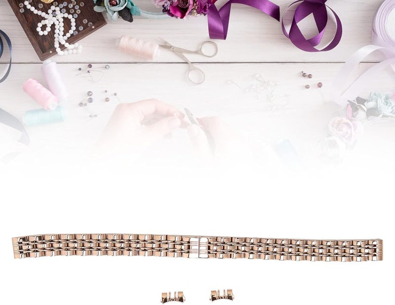 كلاراكو حزام ساعة من الفولاذ المقاوم للصدأ مقاس 10 مم / 0.4 بوصة، حزام ساعة بديل قابل للتعديل بطول وردي، حزام ساعة معدني من الفولاذ المقاوم للصدأ، حزام ذهبي مصقول للرجال والنساء - Image 5