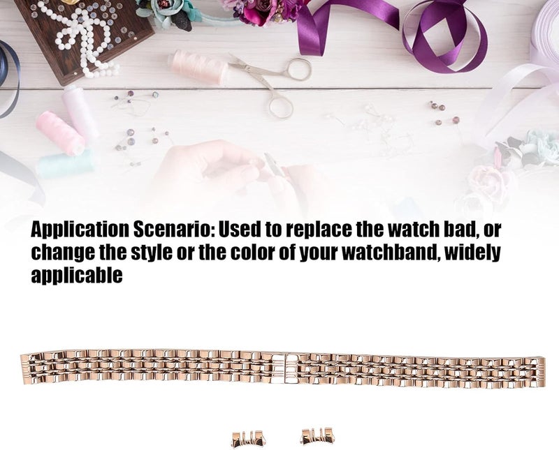 كلاراكو حزام ساعة من الفولاذ المقاوم للصدأ مقاس 10 مم / 0.4 بوصة، حزام ساعة بديل قابل للتعديل بطول وردي، حزام ساعة معدني من الفولاذ المقاوم للصدأ، حزام ذهبي مصقول للرجال والنساء - Image 3