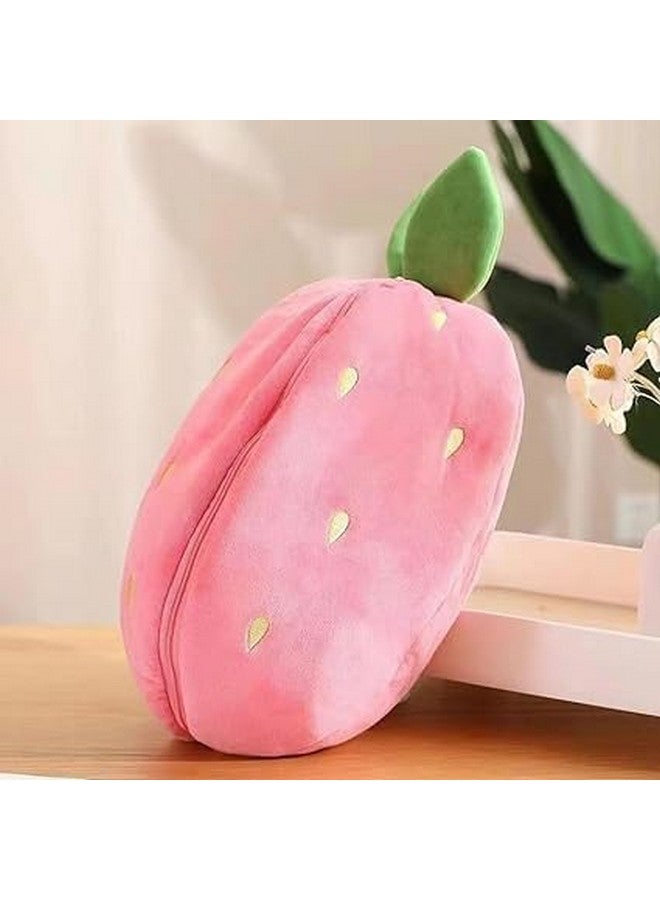 Tinytotem Reversible Strawberry Rabbit Bunny Carrot Plush Toys with Zipper, Cute and Versatile Plushies Stuffed Animal Soft Toy Birthday Gift for Girls & Kids (Pink) - Image 3