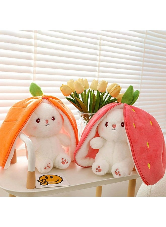 Tinytotem Reversible Strawberry Rabbit Bunny Carrot Plush Toys with Zipper, Cute and Versatile Plushies Stuffed Animal Soft Toy Birthday Gift for Girls & Kids (Pink) - Image 5