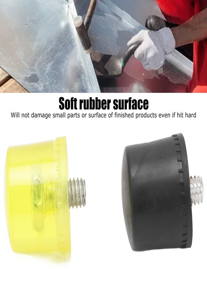 Walfront 4 Pcs Rubber Hammer Replacement Striking Head Yellow Black Plastic Mallet Head Tips Set(Φ25mm) - Image 3