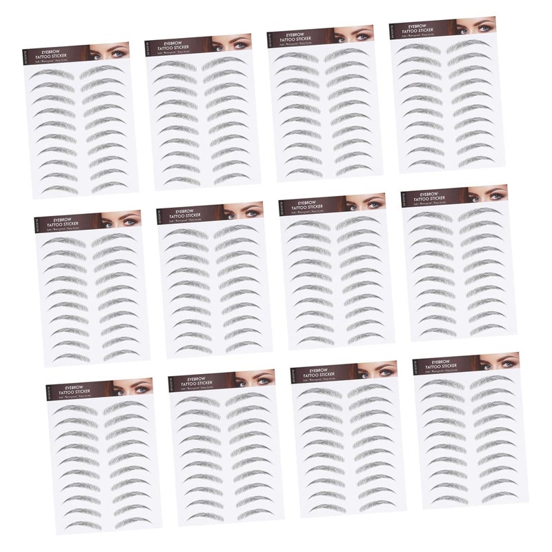 12-Piece Waterproof Imitation Eyebrow Transfer Stickers Artificial Eyebrow Stencils for Easy Shaping Suitable for Makeup Enthusiasts and Daily Use - Image 1