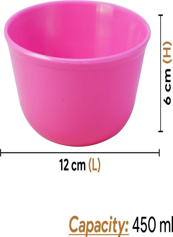 MORVI Sigma 500 Microwawe Safe Multipurpose Plastic Bowl Set of 4 Pc Bowl 450 ml,Red Yellow Brown Pink Color - Image 3