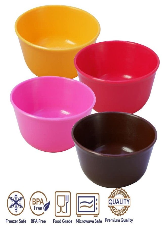 MORVI Sigma 500 Microwawe Safe Multipurpose Plastic Bowl Set of 4 Pc Bowl 450 ml,Red Yellow Brown Pink Color - Image 4