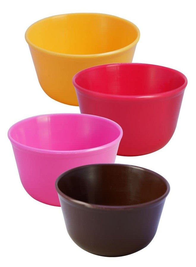 MORVI Sigma 500 Microwawe Safe Multipurpose Plastic Bowl Set of 4 Pc Bowl 450 ml,Red Yellow Brown Pink Color - Image 1