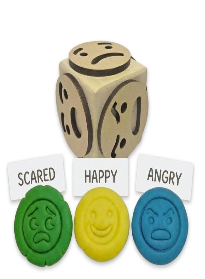 Lattooland Wooden Dice Stamps for Kids | 1-6 Years | Theme Based (Emotions) - Image 1