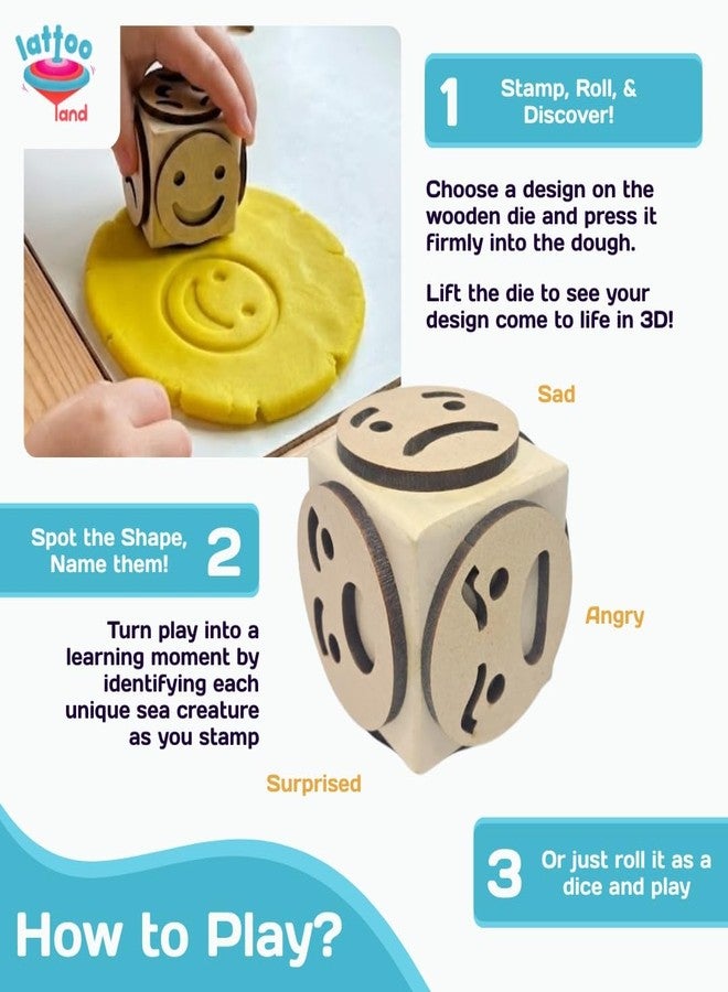 Lattooland Wooden Dice Stamps for Kids | 1-6 Years | Theme Based (Emotions) - Image 5