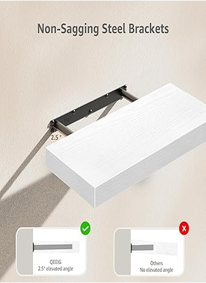 Generic - White Floating Shelf for Wall and Bathroom - Small Single Shelves for Farmhouse 16" 1 Piece - Image 1