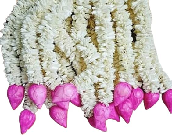 The Decor Affair Touch of Romance to Your Wedding Decor with 10 Pcs of Artificial Jasmine Garlands with Lotus Buds 3ft Each 