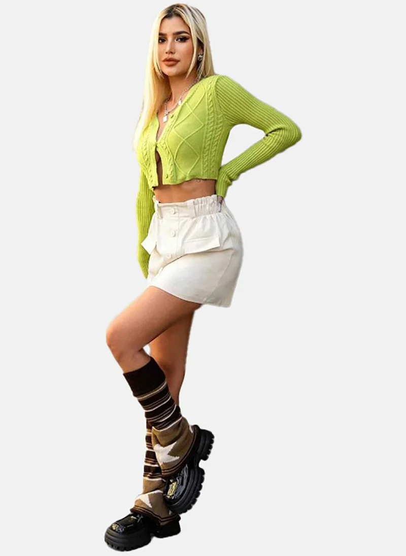 YUNIQEE Beige Solid Slim Fit Mini Skirt