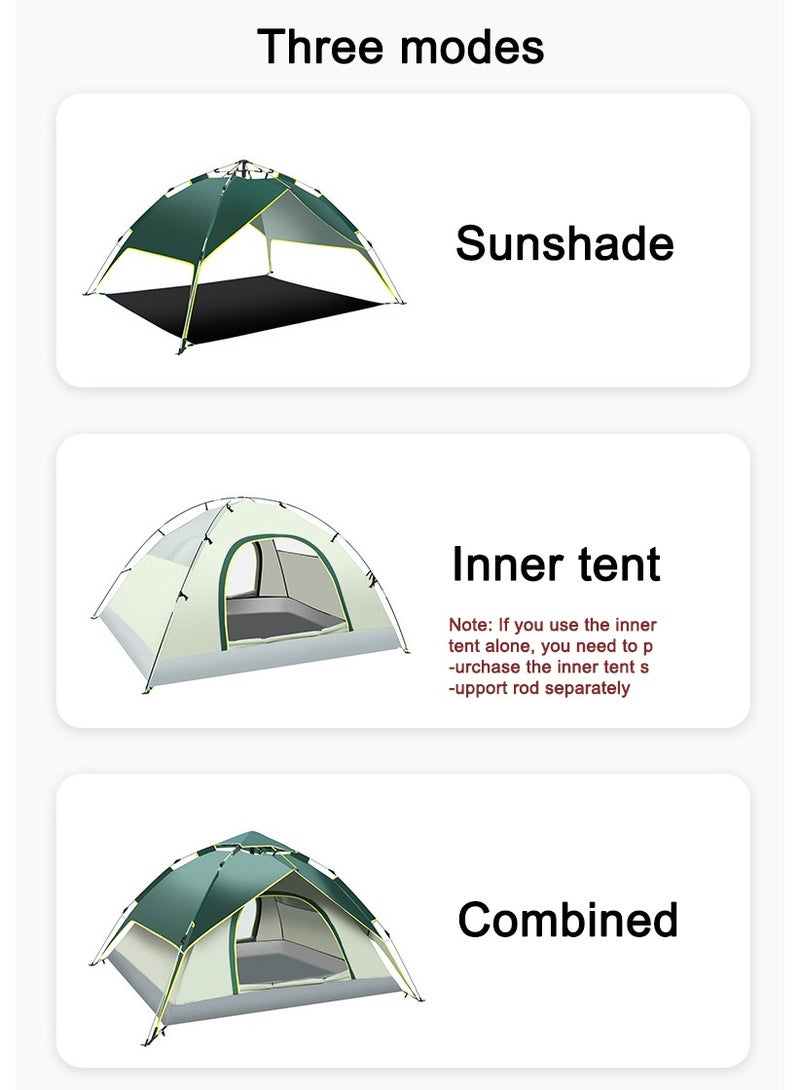 اوليو خيمة تخييم أوتوماتيكية ثلاثية الأغراض، خيمة سريعة الفتح أوتوماتيكية، مقاومة للماء والأشعة فوق البنفسجية، خيمة نزهة خارجية تتسع لـ 3/4 أشخاص، 210×210×135 سم - Image 4