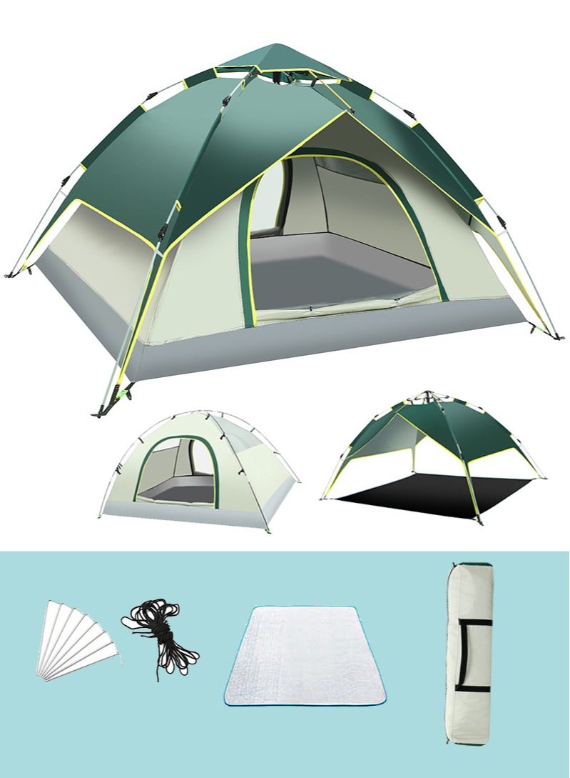 اوليو خيمة تخييم أوتوماتيكية ثلاثية الأغراض، خيمة سريعة الفتح أوتوماتيكية، مقاومة للماء والأشعة فوق البنفسجية، خيمة نزهة خارجية تتسع لـ 3/4 أشخاص، 210×210×135 سم - Image 1