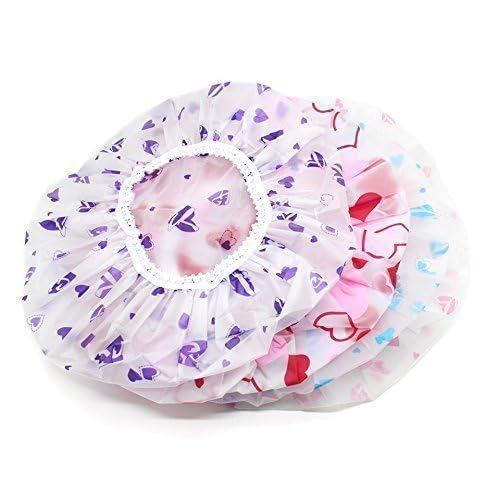 Foniros Stylish and Durable Women's Shower Caps, Keep Your Hair Dry and Protected (Multicolor Pack of 3) - Image 1