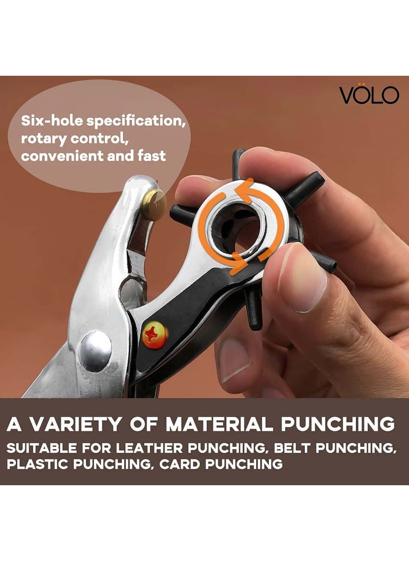 Volo Volo Metal Hole Punch Pliers Repair ToolMulti Tools for Leather Strap or Waist BeltWaist Band Belt Punching Machine with Multiple Hole Sizes Color Silver  - Image 4