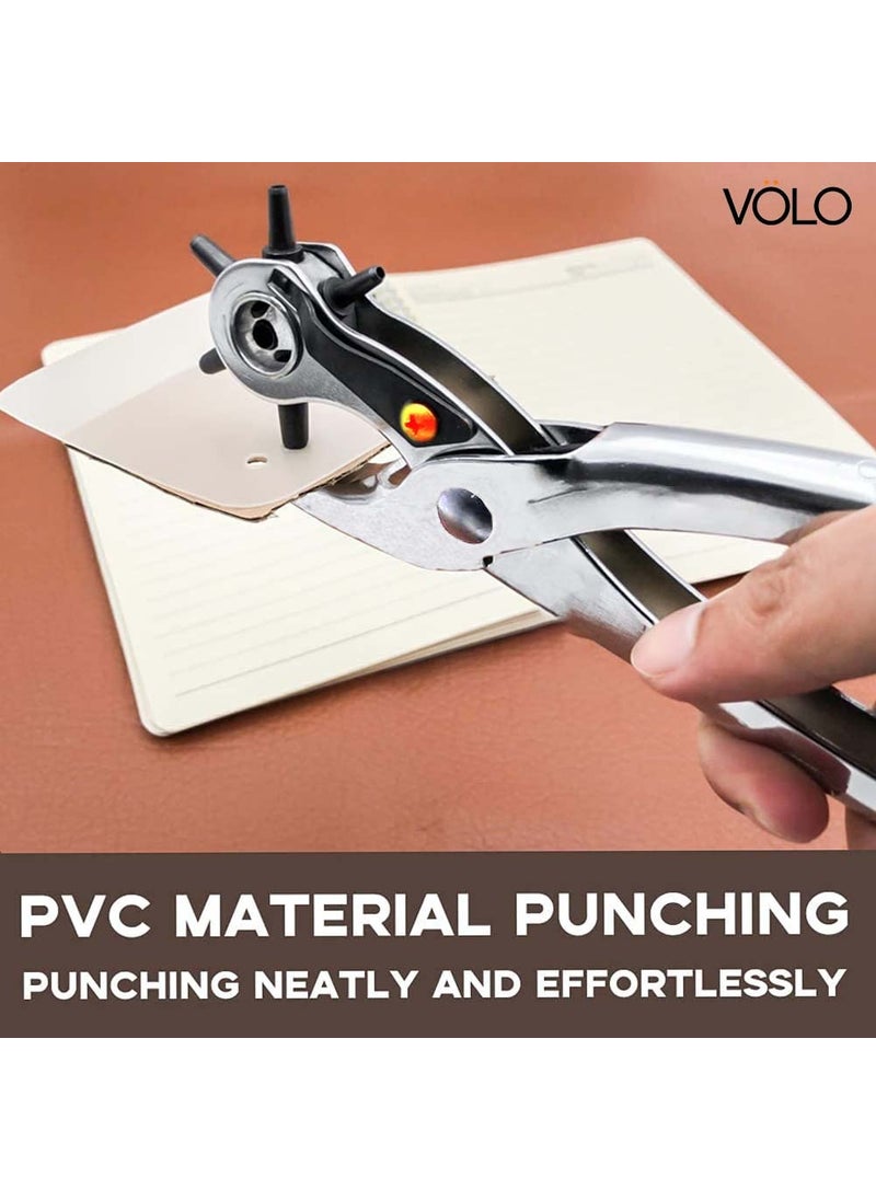 Volo Volo Metal Hole Punch Pliers Repair ToolMulti Tools for Leather Strap or Waist BeltWaist Band Belt Punching Machine with Multiple Hole Sizes Color Silver  - Image 3
