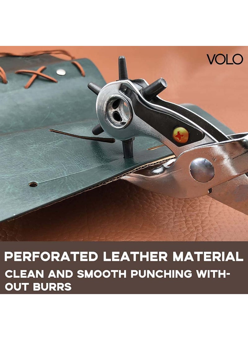 Volo Volo Metal Hole Punch Pliers Repair ToolMulti Tools for Leather Strap or Waist BeltWaist Band Belt Punching Machine with Multiple Hole Sizes Color Silver  - Image 2