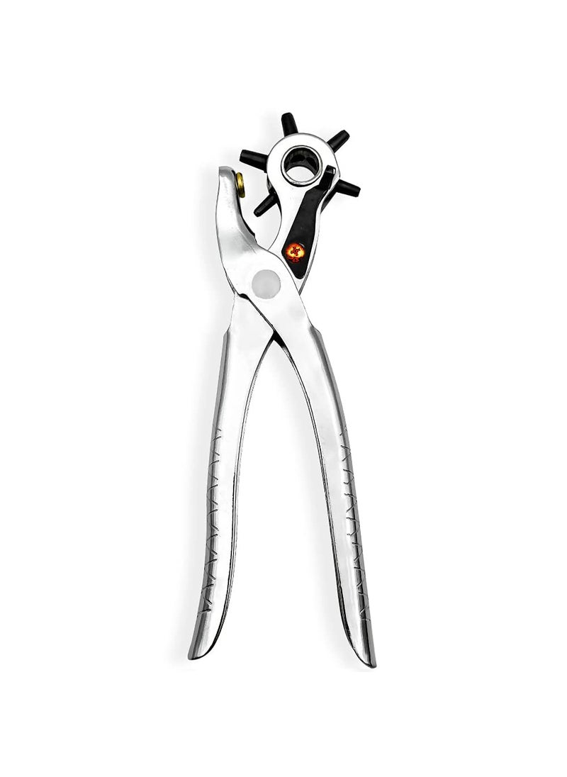 Volo Volo Metal Hole Punch Pliers Repair ToolMulti Tools for Leather Strap or Waist BeltWaist Band Belt Punching Machine with Multiple Hole Sizes Color Silver  - Image 1