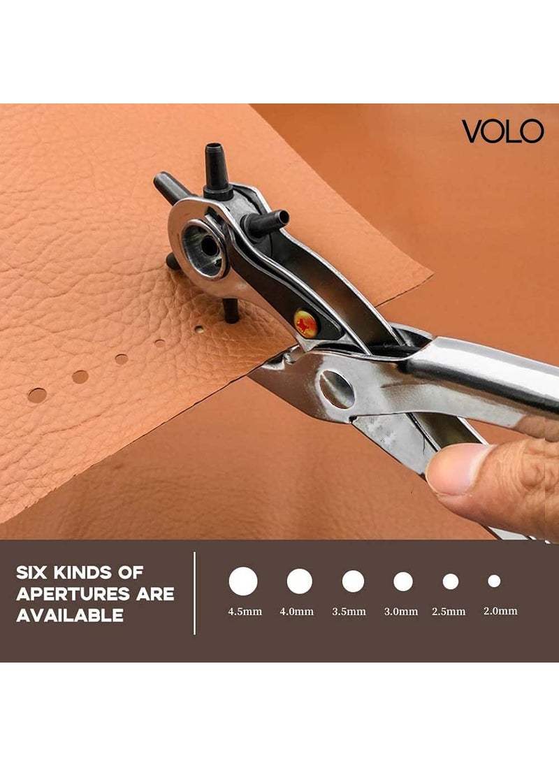 Volo Volo Metal Hole Punch Pliers Repair ToolMulti Tools for Leather Strap or Waist BeltWaist Band Belt Punching Machine with Multiple Hole Sizes Color Silver  - Image 5