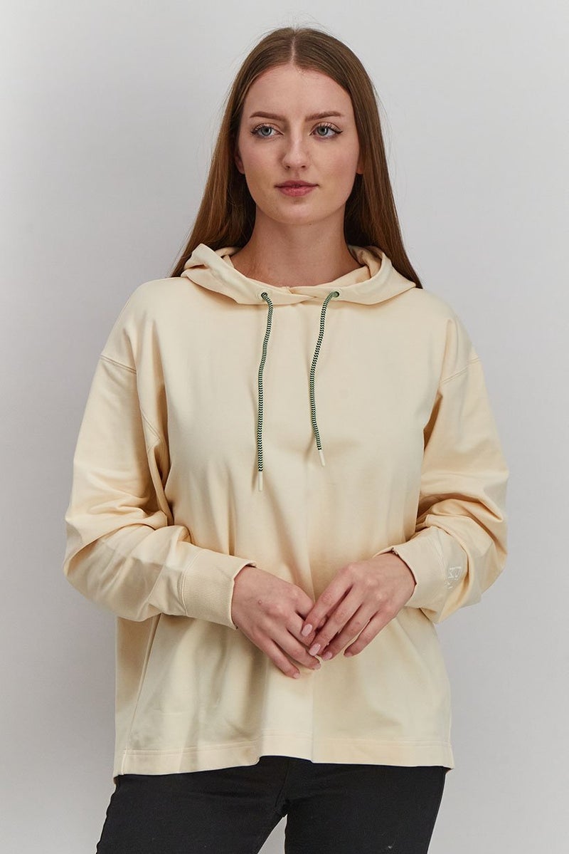 PUMA Women Hooded With Drawstring Long Sleeve Sweatshirt, Cream - Image 1