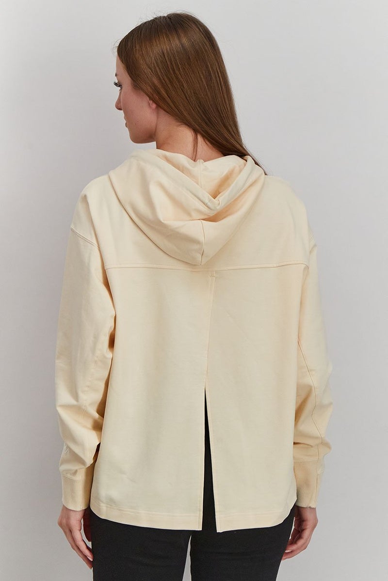 PUMA Women Hooded With Drawstring Long Sleeve Sweatshirt, Cream - Image 4