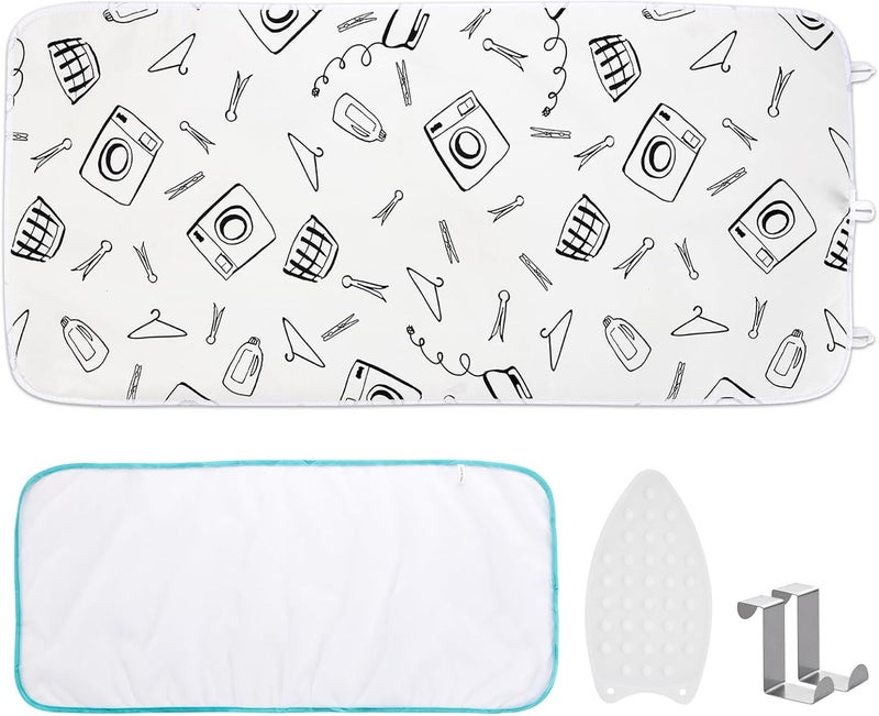 Seiritex Ironing Mat for Table Top, Portable Ironing Pad 39.4 x 18.9 inch Iron Board 5 in 1 Travel Iron Blanket for Counter top, Washer, Dryer, White - Image 1