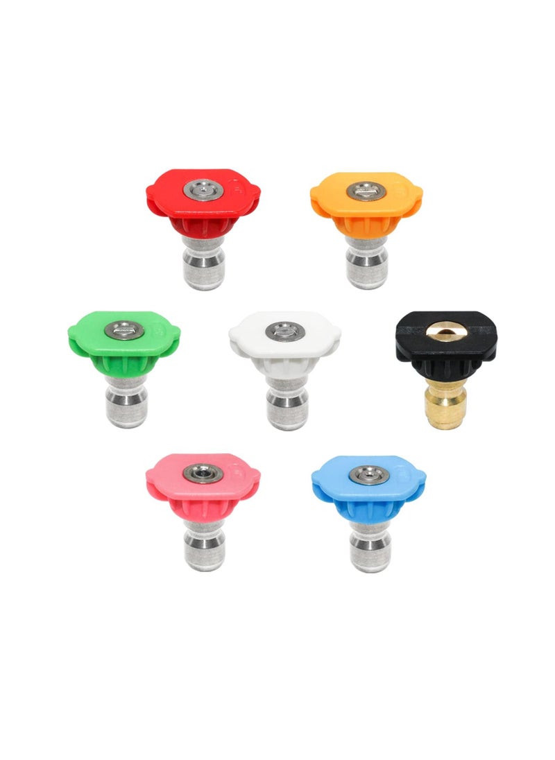 SYOSI - Washer Spray Nozzle Tips Multiple Spray Degrees 1/4 Inch Quick Connection, 4000 PSI Tool Daily Pressure Washer Spray Nozzle Tips Multiple Degrees (7 Pack 1/4 inch) - Image 1