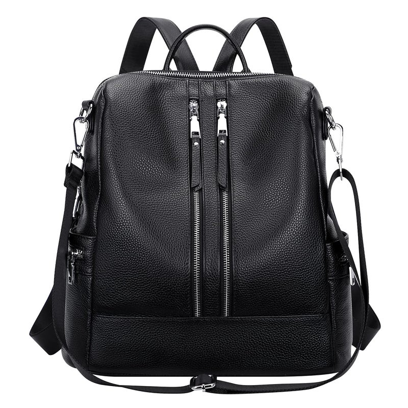 ALTOSY Genuine Leather Backpack Purse for Women Convertible Shoulder Bag Crossbody Bag Elegant Casual Daypacks (S77 Black) - Image 2