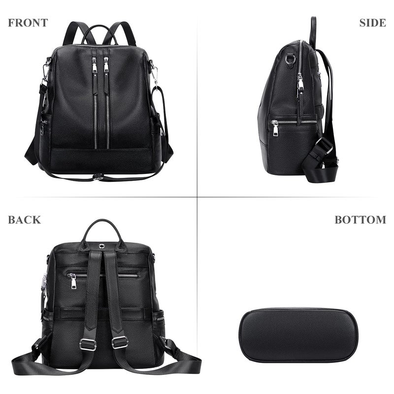 ALTOSY Genuine Leather Backpack Purse for Women Convertible Shoulder Bag Crossbody Bag Elegant Casual Daypacks (S77 Black) - Image 4