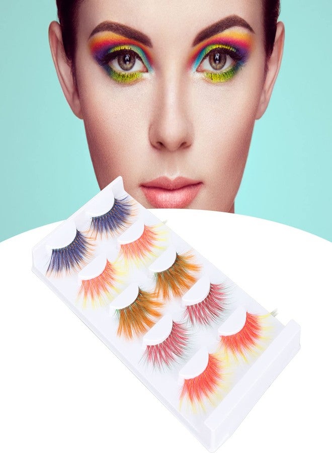BORDSTRACT 5 Colors Glitter Lashes 6D Fluffy Mink Colored Eyelashes Dramatic Handmade Decorative Eye Lashes Set for Cosplay Halloween Costumes Dressup Party Fake Eyelashes for Makeup Tools - Image 1