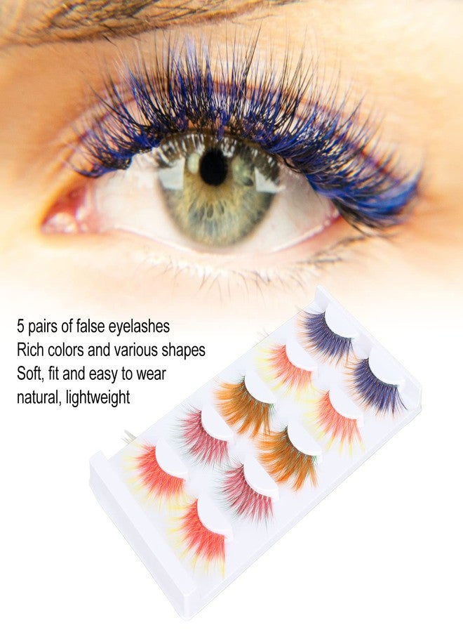 BORDSTRACT 5 Colors Glitter Lashes 6D Fluffy Mink Colored Eyelashes Dramatic Handmade Decorative Eye Lashes Set for Cosplay Halloween Costumes Dressup Party Fake Eyelashes for Makeup Tools - Image 2