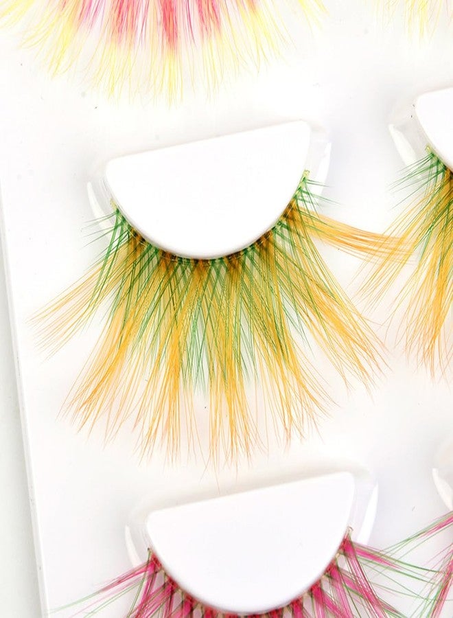 BORDSTRACT 5 Colors Glitter Lashes 6D Fluffy Mink Colored Eyelashes Dramatic Handmade Decorative Eye Lashes Set for Cosplay Halloween Costumes Dressup Party Fake Eyelashes for Makeup Tools - Image 5