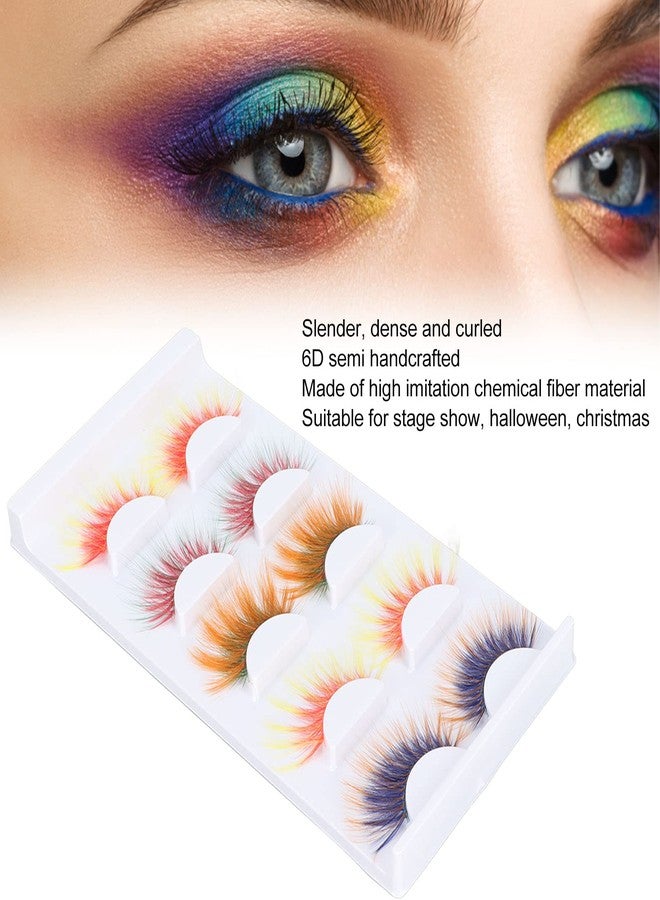 BORDSTRACT 5 Colors Glitter Lashes 6D Fluffy Mink Colored Eyelashes Dramatic Handmade Decorative Eye Lashes Set for Cosplay Halloween Costumes Dressup Party Fake Eyelashes for Makeup Tools - Image 3