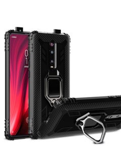 HuHa Case Cover For Xiaomi 9T & 9T Pro & Redmi K20 & Redmi K20 Pro Carbon Fiber Protective Case with 360 Degree Rotating Ring Holder Black 