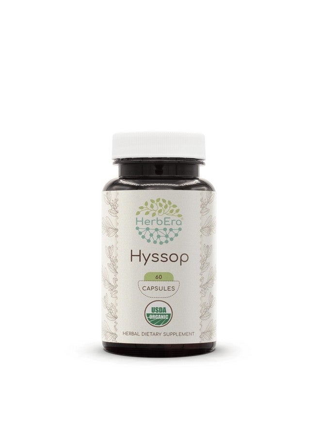 HerbEra Hyssop USDA Organic 60 Capsules | Natural Herbal Supplement | Certified Organic Vegetarian Capsules and Organic Hyssop (Hyssopus officinalis) Dried Herb (60 Capsules) - Image 1