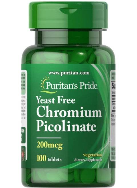 100 tablets Chromium Picolinate 200 Mcg Yeast Free