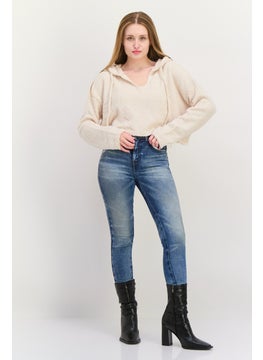 NIA Women Hooded Long Sleeves Sweater, Beige  - Image 4