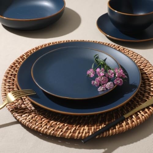 Gibson Home Hazeltine 16-Piece Navy Blue Stoneware Dinnerware Set – Plates and Bowls, Durable Ceramic Kitchen Dinner Set - Image 5