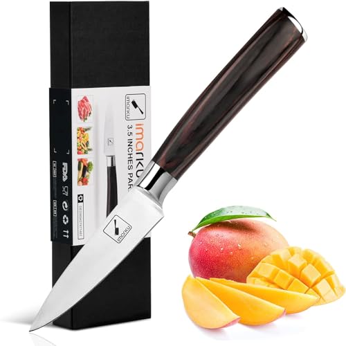 imarku Paring Knife  Paring Knives 35 Inch Small Kitchen Knifes  Japanese SUS440A Stainless Steel Fruit Knife Ergonomic Pakkawood Handle Ultra Sharp Blade Unique Gifts for Men and Women
